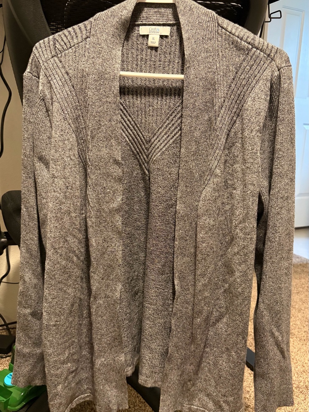 croft & barrow Heather Gray Open-Front Shawl Collar Cardigan